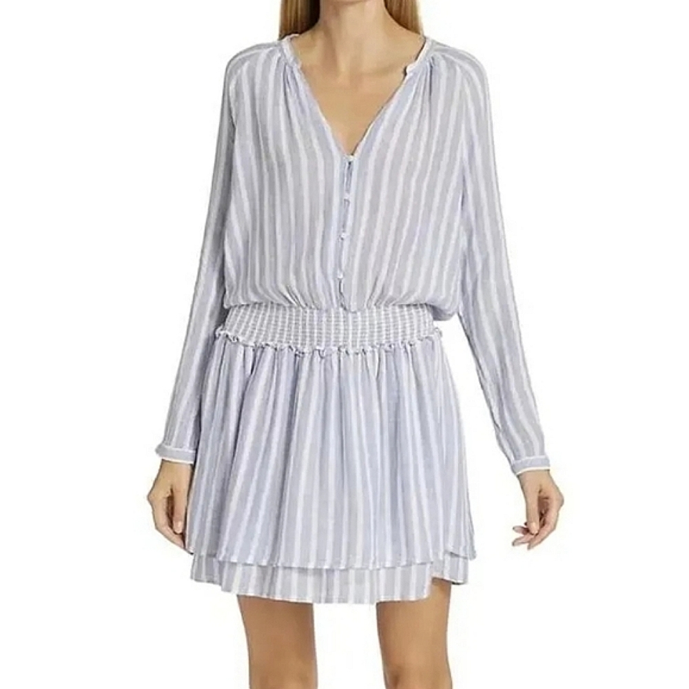 Rails Light Blue and White Stripe Mini Dress